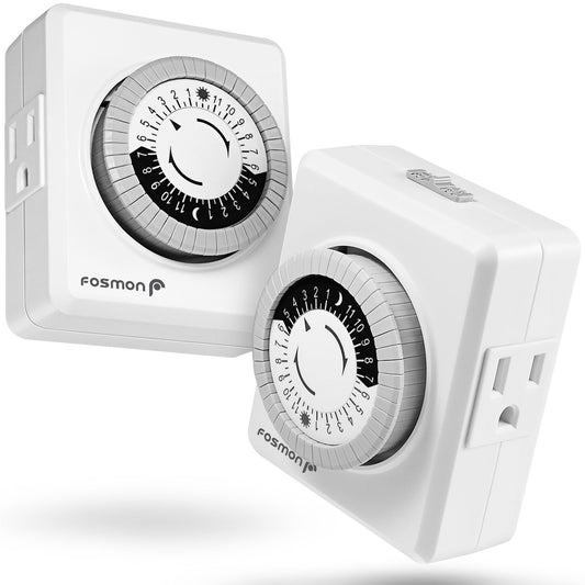 Outlet Timers, 24-Hour Dual Plug -2 Pack
