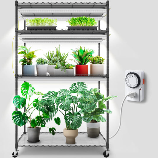 3FT - Barrina 4-Tier Plant Stand with 6-Pack 180W T8 Full Spectrum Grow Lights